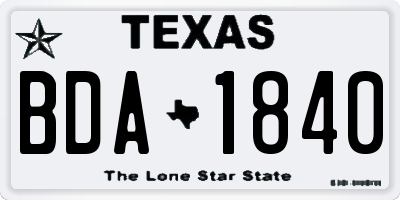 TX license plate BDA1840