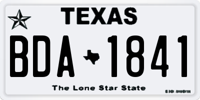 TX license plate BDA1841