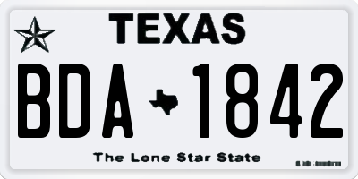 TX license plate BDA1842