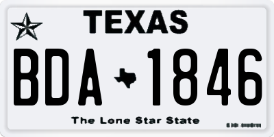 TX license plate BDA1846