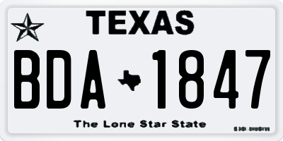 TX license plate BDA1847