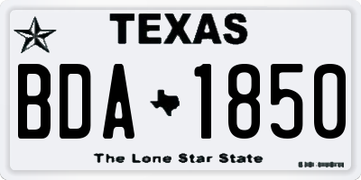 TX license plate BDA1850