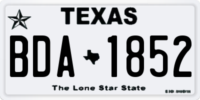 TX license plate BDA1852