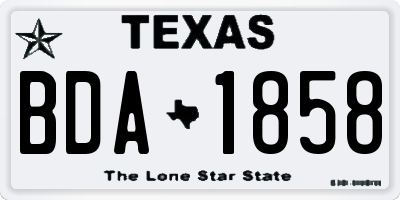 TX license plate BDA1858