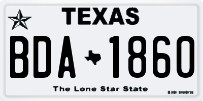 TX license plate BDA1860