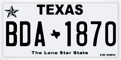TX license plate BDA1870