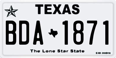 TX license plate BDA1871
