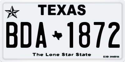 TX license plate BDA1872