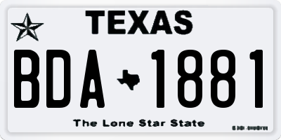 TX license plate BDA1881
