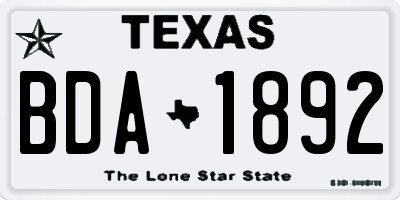 TX license plate BDA1892