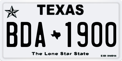 TX license plate BDA1900