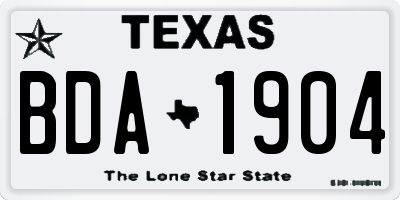 TX license plate BDA1904