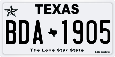 TX license plate BDA1905