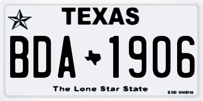 TX license plate BDA1906