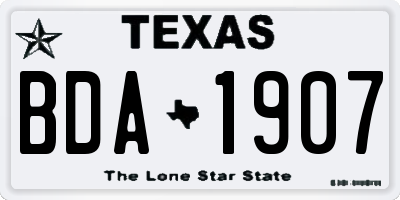 TX license plate BDA1907
