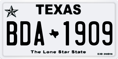 TX license plate BDA1909