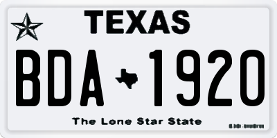 TX license plate BDA1920