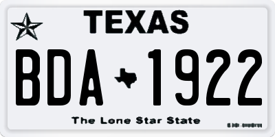 TX license plate BDA1922