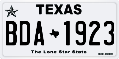 TX license plate BDA1923
