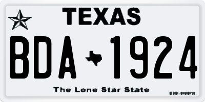 TX license plate BDA1924