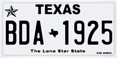 TX license plate BDA1925