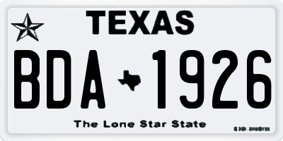 TX license plate BDA1926