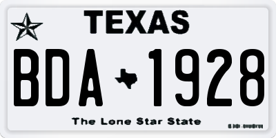 TX license plate BDA1928