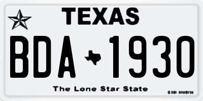 TX license plate BDA1930