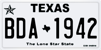 TX license plate BDA1942