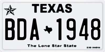 TX license plate BDA1948