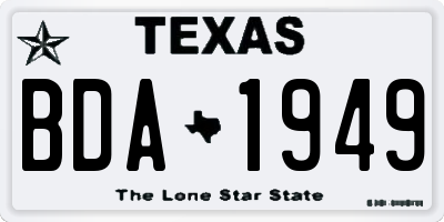 TX license plate BDA1949