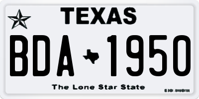 TX license plate BDA1950
