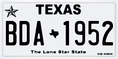 TX license plate BDA1952