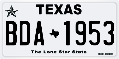 TX license plate BDA1953