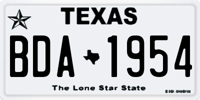 TX license plate BDA1954