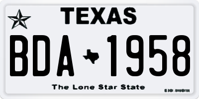 TX license plate BDA1958