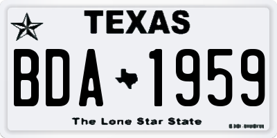 TX license plate BDA1959