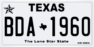 TX license plate BDA1960