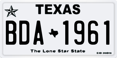 TX license plate BDA1961