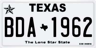 TX license plate BDA1962