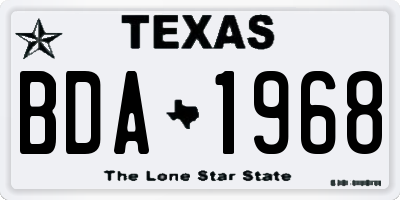 TX license plate BDA1968
