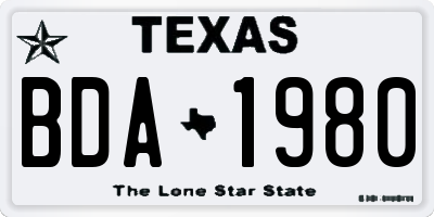 TX license plate BDA1980