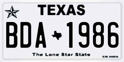 TX license plate BDA1986