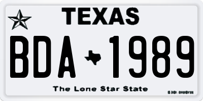 TX license plate BDA1989