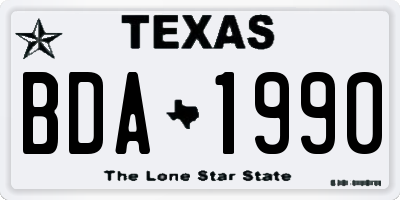 TX license plate BDA1990
