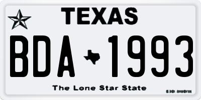 TX license plate BDA1993