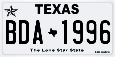 TX license plate BDA1996