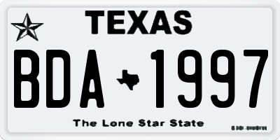 TX license plate BDA1997