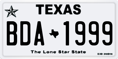 TX license plate BDA1999