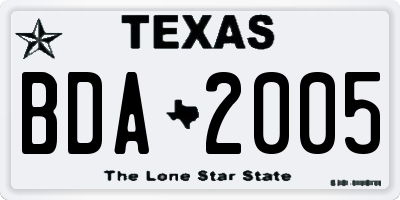 TX license plate BDA2005